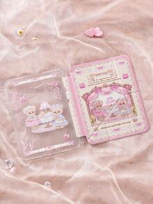 1个洛丽塔风格可爱小熊童话插画图案可折叠平板电脑保护套，双面印刷，兼容iPad 10.2英寸、iPad Pro 11英寸（2020/2021/2022款）、iPad Mini 6/7英寸，防震，带笔槽，支持睡眠/唤醒功能，是送给平板电脑用户的圣诞礼物 - 彩色 - 查看 4