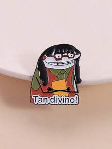 1pc Funny Spanish Proverb Enamel Brooch, Sad Figure Brooch, Pine Tree Pattern Lapel Pin, Badge, Clothing Accessory, Fashion Jewelry, Gift For Friends - Multicolor - View 6