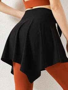 1件装女士纯色运动瑜伽束腰半身裙，速干透气不对称防闪光涤纶雪纺系带腰身裙 - 可作披肩、装饰品使用，适合日常穿着、健身、户外活动 - 繫帶款 - 查看 6