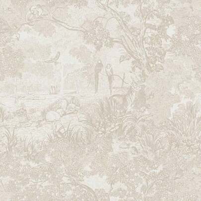 Peel And Stick Wallpaper Beige Neutral Vintage Forest Animals Floral Wallpaper Removable Self-Adhesive Contact Paper For Bedroom Living Room Cabinets Decoration Thicken Vinyl 17.3''x78.7''