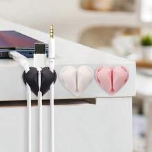 Heart-Shaped Cable Organizer, Phone Charging Line Holder, Winding Tool, Self-Adhesive Wire Organizer, Suitable For Desks, Nightstands, Walls, Cars, And Offices. - Multicolor - View 2