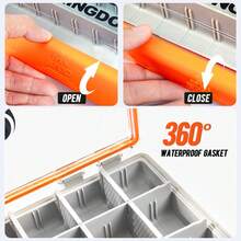 KINGDOM 1pc Waterproof Sealed Bait Storage Box, Durable And Pressure-Resistant With A Large Capacity, Adjustable Dividers, 360° Waterproof Gasket, Ultra Tough Construction, PP Plastic - Multicolor - View 3