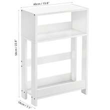 Narrow Side Table With Storage Shelf 3-Tier Slim End Table And Nightstand For Bedroom Living Room Sofa Side Table For Small Spaces White - White - View 3