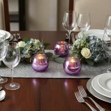 12PCS Glass Mercury Candlestick, Round 5x5cm, Modern Tea Cup, Modern Wedding Centerpiece, Party Home Dining Table Decoration - Purule - View 3