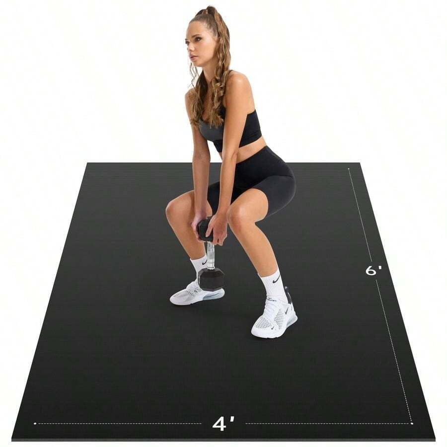 Large Exercise Mat, 10 X 6 8 X 6 7 X 5 6 X 4 7MM Thick Workout Mat For Home Gym, HighDensity Gym Mat For Home Gym Floor, Non Slip Large Yoga Mat - Black6x4 - 查看 1