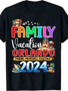 Family Vacation Orlando 2024 Day Summer Matching Group Gift Uni T-Shirt - Black 7 - View 1