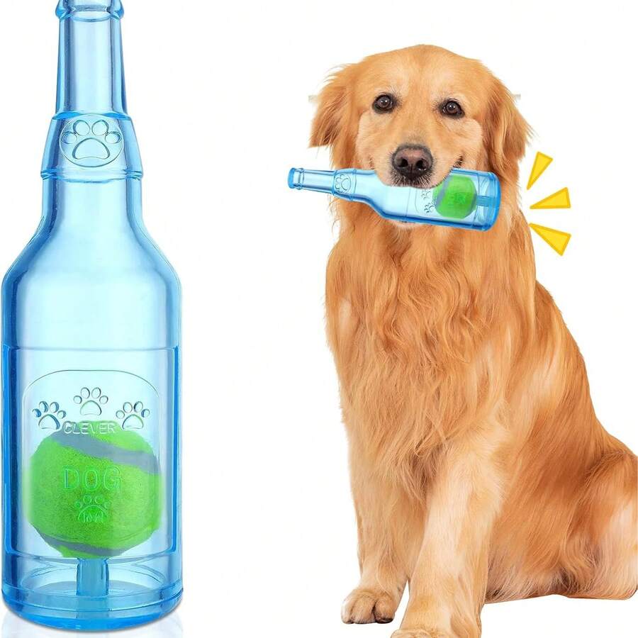 Squeaky Water Bottle Chew Toy For Dogs Who Love To Chew, Cute And Durable Water Bottle Shaped Dog Chew Toy, Suitable For Medium And Small Dogs, Interactive Dog Toy That Exercises And Entertains - Multicolor - View 1