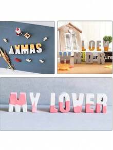 大型3D大写英文字母混凝土/水泥/石膏模具，硅胶模具，适用于蜡烛制作、建筑、环氧树脂