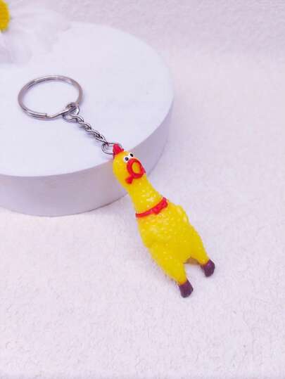 1pc/3pcs/6pcs Mini Screaming Chick Keychain, Creative Cute Cartoon Stress Relief Keyring, Gift For Car, Bag, Wallet, Backpack