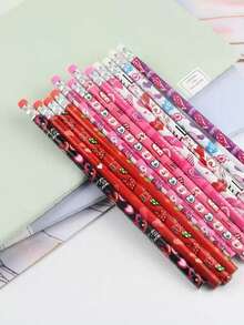 12支圣诞主题HB铅笔，专为小学生设计，包含圣诞节、情人节、万圣节和复活节图案。12色彩虹卡通铅笔——时尚、简约、实用、耐用。 - 彩色 - 查看 1