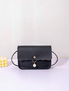 1个女童斜挎零钱包，珍珠吊坠，时尚优雅，撞色和纯色款式，精美礼物 - 彩色 - 查看 14