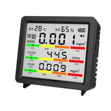 5-In-1 Portable Air Quality Monitor, USB/Battery Powered (Batteries Not Included) - Detects CO2/CO/TVOC/Temperature/Humidity, Suitable For Home/Car/Office - Black - View 7