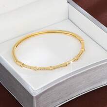 1pc Fashionable Geometric Polka Dot Design Cubic Zirconia Inlaid Women Bracelet