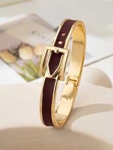 1pc Unique Creative Leather Bracelet, Burgundy Color, Elegant & Refined Luxury Vintage Accessory, Suitable For Christmas And Multiple Occasions