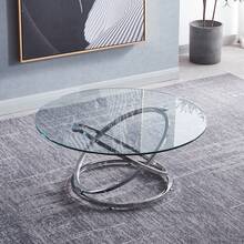 Home Entryway Table, Glass-Top Coffee Table, Minimalist Round Side Table, Sofa Side Table, Mini Reception Desk, Patio Tea Table, Bedside Table, Lamp Table, Plant Display Stand, Sturdy And Long-Lasting - Silver - View 2