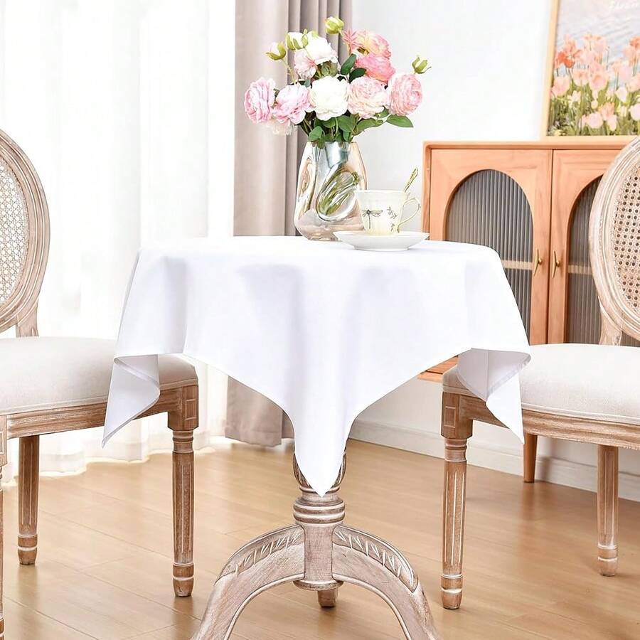Eeivs Small Square Tablecloth 36 X 36 Inch Washable Polyester Table Cloth Solid White Heavy Duty Fabric Coffee Table Cover For Dining Home Kitchen Party Wedding,White36inchx36inchSquare - White36inchx36inchSquare - View 1
