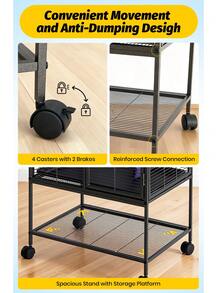Metal Cage For Small Animals, 34-Inch Tall Multi-Level Ferret Cage For Small Animals, Large Hamster Cage With Ramp, Extra Storage Rack