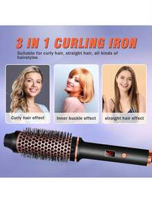 UKLISS 三合一陶瓷美发造型器 – 便携式设计，集卷发、直发和吹干功能于一体 - 黑色 - 查看 6