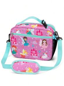 1个彩色卡通印花保温午餐包，大容量，便携式保冷手提袋，带肩带，适合工作和户外活动，保温午餐盒 - 彩色 - 查看 19