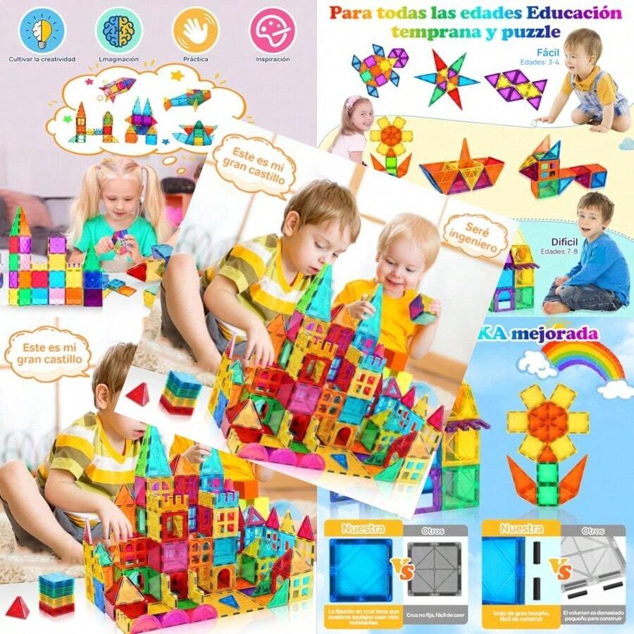 wsfBloques Magneticos Juego de 60 Piezas Imanes Didacticos 3D Creativity Beyond Imagination Juguete Educativo y Regalo Creativo Adecuado para Niños y Niñas Regalos para niñasaad - como en la foto - Ver 1
