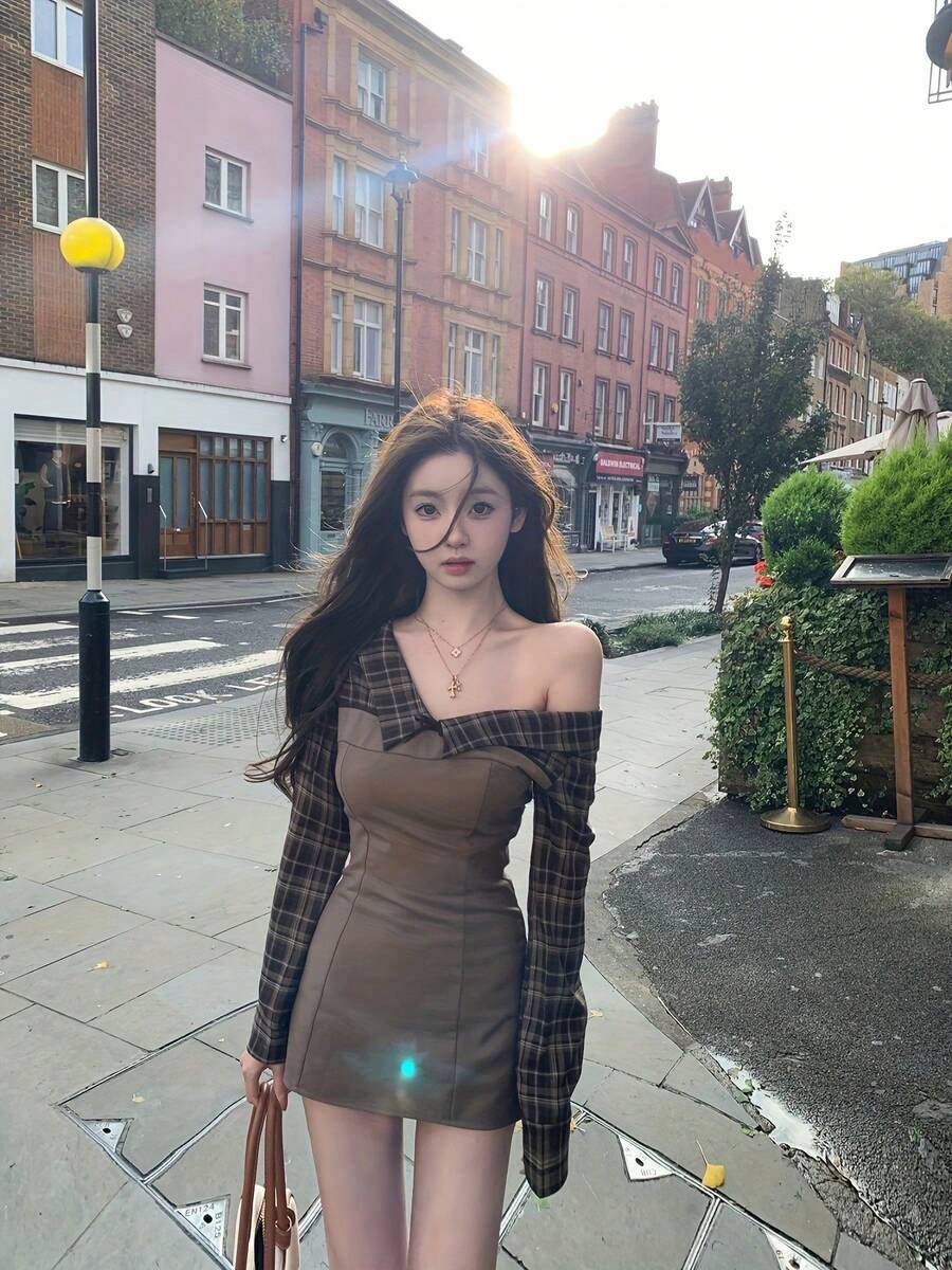 Women Long Dresses - 咖啡 - 查看 1