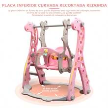 3 En 1 Centro De Juegos Para Niños - Columpios C/cinturon, Resbaladilla Y Canasta De Basket - Celeste - Ver 8