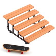 1PC Set/Multicolor Optional - New Step Finger Skate Park Wood Grain Prop Assembly Set With Fingerboards & Mini BMX Bike - Finger Sports Hobby Toy - Street Park Novelty Fidget Desktop Play - Wood Grain Street-Style - ABS & Simulated Wood Texture