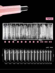 3D Reverse French Dual-Ended Nail Art Mold, 75pcs Set | Magic Caps Zone French Manicure Dual-Ended Nail Art Mold, 75pcs Set | Space Nail Dual-Ended Nail Art Mold, Acrylic Smart French Line Nail Art Mold, Full Coverage Nail Extension Mold, Suitable For Manicure, 15 Sizes, Suitable For Beginners And Professionals (IM111) - Clear - View 3