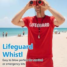 10 - Pack Whistle Emergency Set - Lifeguard Whistle, Whistles Bulk, Whistles With Lanyard - Durable Plastic Stainless Steel - Initial - View 6