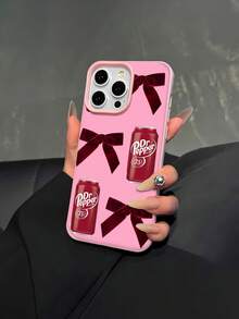 Estuche para teléfono con patrón de lazo de terciopelo Dr Pepper compatible con estuches para teléfonos   17  16 Pro Max  15 Pro Max  13 y  12 Duradero, vibrante y elegante Un gran regalo para familiares, amigos, seres queridos y novios/novias - Rosa - Ver 4