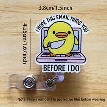 可伸缩D卡套卷轴，可爱卡通设计，护士医院胸牌套办公挂绳，1个装 - 黑色 - 查看 8