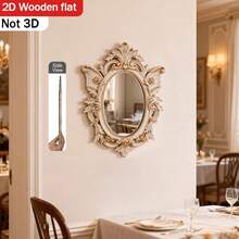 1件巴洛克风格铂金雕刻高清壁挂式化妆镜 - 奢华复古艺术壁镜，适用于客厅、卧室、门厅墙面装饰，家居装饰/创意礼品，2D平面 - 奢華裝飾鏡子 - 查看 5