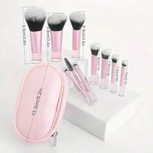 YEUSS WEWI Conjunto de Brochas de Maquillaje Porttil Walquicks Mini Pinceles Set, 10 Piezas con Bolsa de PU de Pinceles Cosmticos de Funcin Completa (Rosa) - rosa - Ver 3
