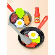一套儿童逼真厨房厨具玩具套装，煎锅烹饪玩具，厨房礼物 - 遊戲屋煎鍋套裝 - 查看 2