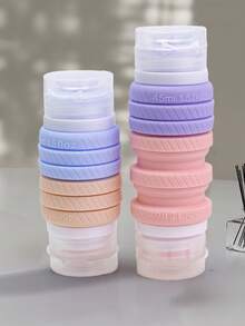 1个大容量双头斜纹布可折叠旅行水瓶，可折叠便携式储物瓶