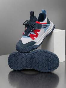 1 Pair Kids Shoes, Colorblock Design, Breathable & Comfortable, Versatile Outdoor Sports Shoes, Fashion Casual Sneakers, Unisex - Blue - View 11
