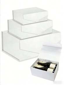 1个 - 特大号白色带盖礼盒，伴郎邀请礼盒，豪华白色带盖礼盒，适用于婚礼礼盒、生日礼盒、派对礼盒、伴娘礼盒、毕业礼物（3种尺寸） - 白色 - 查看 1