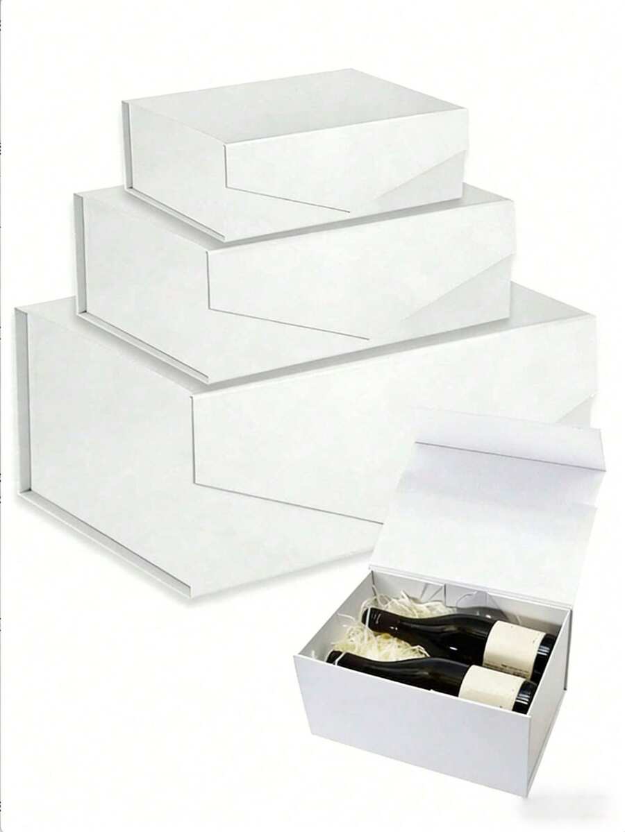 1个 - 特大号白色带盖礼盒，伴郎邀请礼盒，豪华白色带盖礼盒，适用于婚礼礼盒、生日礼盒、派对礼盒、伴娘礼盒、毕业礼物（3种尺寸） - 白色 - 查看 1