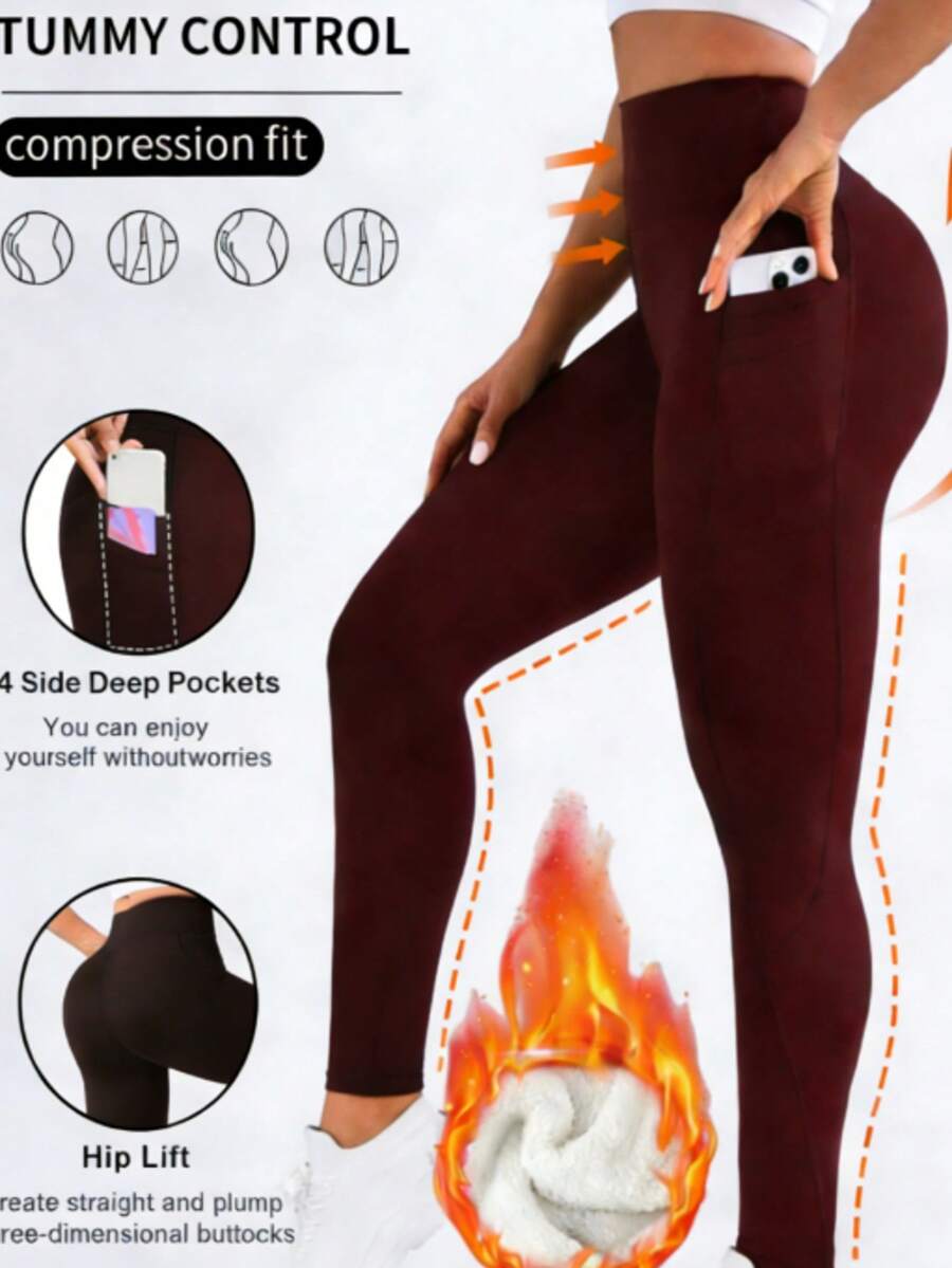 Easithlete High Waisted Leggings With Y Shaped Seam For Women - Soft Opaque Slim Tummy Control Butt Lifting Legging Pass Squat Tested For Running Cycling Yoga Pickleball Exercise Casual - Đỏ - Xem 1