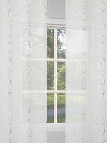 Geometric Line Texture Sheer Curtains - 2 Packs Light-Filtering Window Drapes For Bedroom/Living Room (Modern Minimalist Style) - Silver - View 8