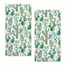 Green Leaf Print Hand Towels - Soft Absorbent Quick-Dry Polyester Kitchen & Bath Towels With Modern Tropical Monstera Design, Beige & Green Leaf Pattern For Bathroom, Gym, Spa - Decorative Multi-Purpose Towel Set 2/4/6/8/10/12pcs 16*24inch - 多色19 - 查看 1