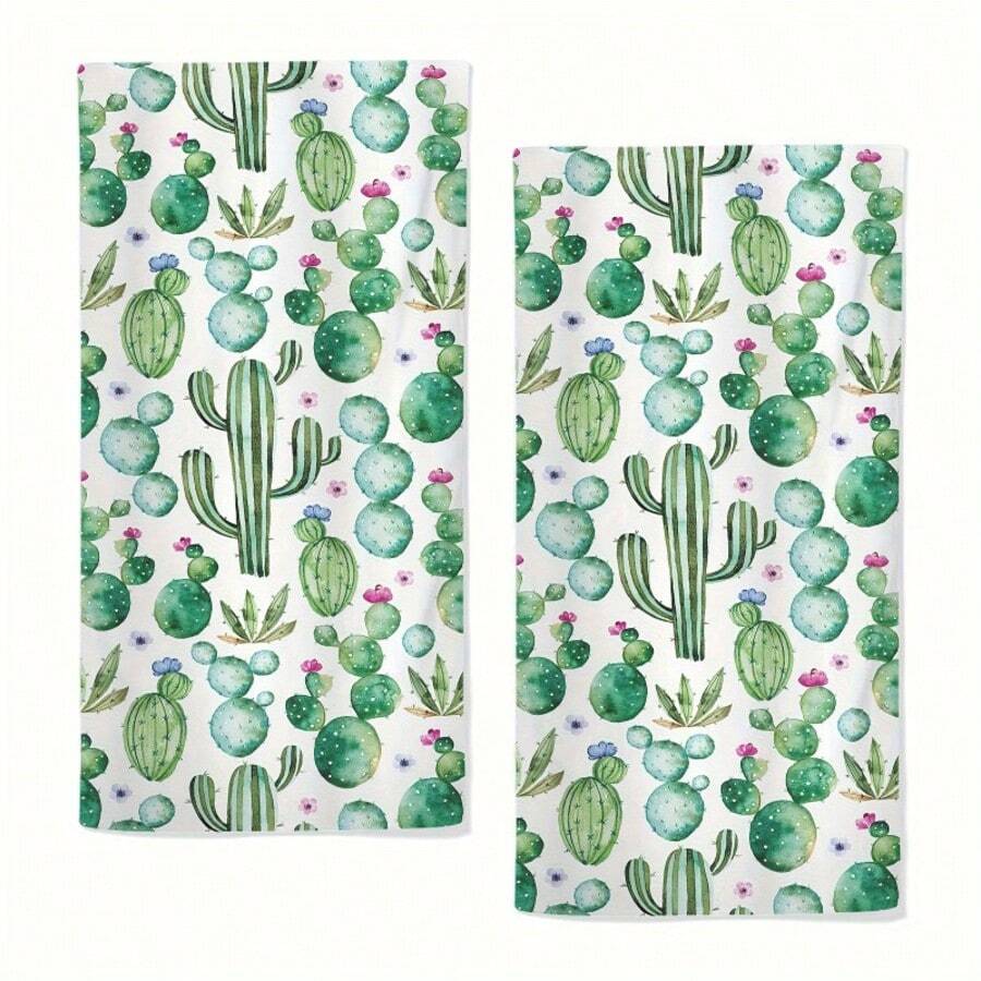 Green Leaf Print Hand Towels - Soft Absorbent Quick-Dry Polyester Kitchen & Bath Towels With Modern Tropical Monstera Design, Beige & Green Leaf Pattern For Bathroom, Gym, Spa - Decorative Multi-Purpose Towel Set 2/4/6/8/10/12pcs 16*24inch - 多色19 - 查看 1