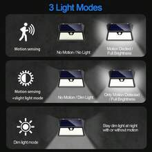 185颗LED太阳能感应灯，IP65防水，3种模式，适用于墙壁、花园、庭院、车库、前门，是圣诞节、万圣节、父亲节的理想礼物，也可用作安防照明。 - white light - 查看 8