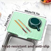 1pc Rectangular Silicone Mat, Heat Resistant Pad, Suitable For Kitchen Sink Drain Rack, Tabletop, Placemat And Storage - Multicolor - View 4