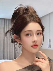 12 Inch Black & Brown Synthetic Mermaid Curly Hair Claw Ponytail Extensions, Create Elegant & Natural Hairstyles - Multicolor - View 9