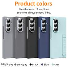 1pc Hadaasi Multi-Color Skin-Feel Foldable Stand Matte Metal Lens Film Horizontal/Vertical Adjustable Letter Stand Full Coverage Shockproof Phone Case Compatible With Samsung Galaxy Z Fold 8/Z Fold 7/Z Fold 6/Z Fold 5/Z Fold 4/Z Fold 3 - Multicolor - View 10