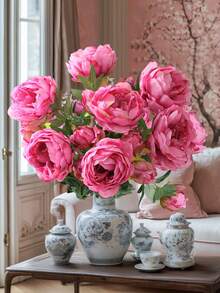 1个仿真牡丹花盆，高53厘米（20.9英寸），有玫瑰红和杏色可选，适合作为母亲节礼物、春夏装饰、礼品、仿真植物、仿真花、仿真绿植、桌面装饰、花园装饰、室内装饰、宿舍/办公室装饰、情人节装饰、派对/活动/节日/生日装饰、玄关装饰、酒店/餐厅/客厅/卧室装饰、婚礼装饰、厨房/花园装饰。 - 彩色 - 查看 4