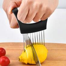 Stainless Steel Onion Fork, Meat Needle, Meat Fixing Clip, Lemon Slice Fixing Tool, Multi-Function Meat Slicer - Black - View 5