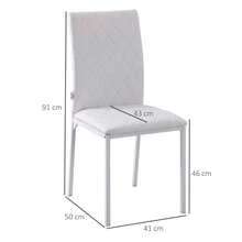 Dining Chair Set For 4 People, Kitchen Chair With Armrests, Faux Leather, Metal Legs With Cushions, White - White - View 7
