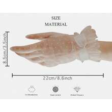 Short Lace Mesh Gloves Tulle Border With Pearls Wedding Opera Tea Party Gloves For Women Formal,OneSize,Ivory-2 - 象牙-2 - 查看 5